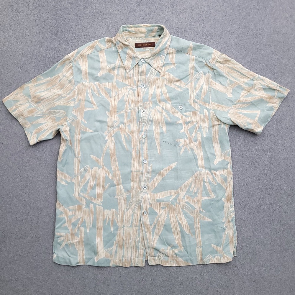 Tori Richard 100% Silk Hawaiian Shirt Mens Large Floral Beach Vacation